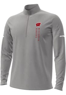 Under Armour Wisconsin Badgers Mens Grey Gameday All Day Long Sleeve Qtr Zip Pullover