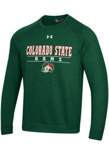 Under Armour Colorado State Rams Mens Green Flat Name Logo All Day Long Sleeve Crew Sweatshirt