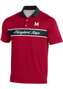 Under Armour Maryland Terrapins Mens Red Gameday Sublimated Short Sleeve Polo