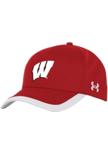 Under Armour Wisconsin Badgers Mens Red Blitzing Accent Stretch Flex Hat