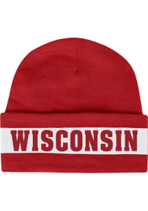 Under Armour Wisconsin Badgers Red Jacquard Knit Cuff Beanie Mens Knit Hat