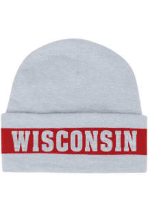 Under Armour Wisconsin Badgers Grey Jacquard Knit Cuff Beanie Mens Knit Hat