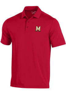 Under Armour Maryland Terrapins Mens Red Vintage Mascot T2 Short Sleeve Polo