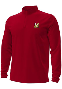 Under Armour Maryland Terrapins Mens Red Vintage Mascot Motion Long Sleeve Qtr Zip Pullover