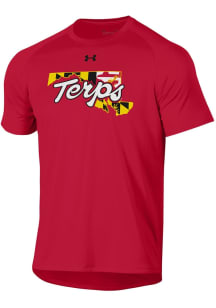 Under Armour Maryland Terrapins Red Local Tech Short Sleeve T Shirt