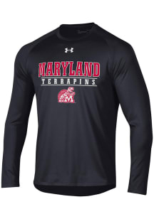 Under Armour Maryland Terrapins Black Flat Name Mascot Tech Long Sleeve T-Shirt