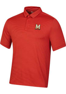 Under Armour Maryland Terrapins Mens Red Wordmark T2 Stripe Short Sleeve Polo