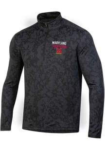 Under Armour Maryland Terrapins Mens Black Flat Name Mascot Tech Vent Geode Long Sleeve Qtr Zip Pu..