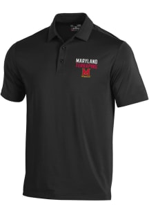 Under Armour Maryland Terrapins Mens Black Flat Name Mascot T2 Short Sleeve Polo