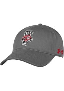 Under Armour Wisconsin Badgers Washed Performance Design Adjustable Hat - Charcoal