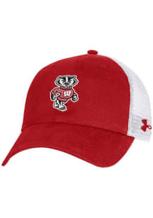 Under Armour Wisconsin Badgers Washed Performance Trucker Design Adjustable Hat - Red