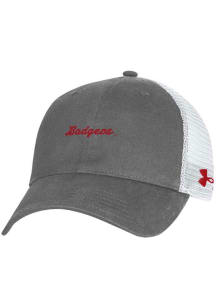 Under Armour Wisconsin Badgers Washed Performance Trucker Design Adjustable Hat - Charcoal
