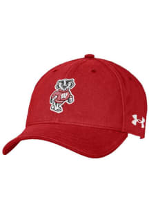 Under Armour Wisconsin Badgers Red Washed Performance Youth Adjustable Hat