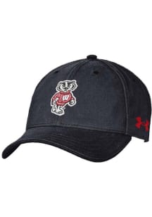Under Armour Wisconsin Badgers Black Washed Performance Youth Adjustable Hat