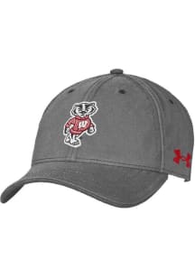 Under Armour Wisconsin Badgers Charcoal Washed Performance Youth Adjustable Hat