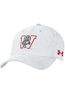 Under Armour Wisconsin Badgers White Retro Washed Performance Youth Adjustable Hat