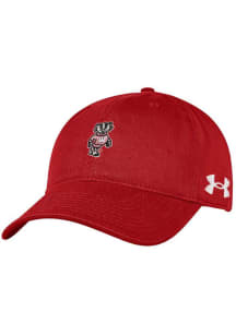 Under Armour Wisconsin Badgers Red Small Mascot Washed Performance Womens Adjustable Hat