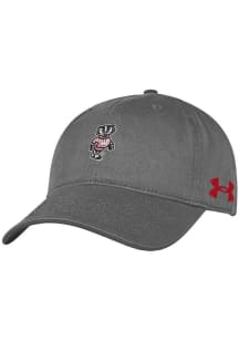 Under Armour Wisconsin Badgers Charcoal Small Mascot Washed Performance Womens Adjustable Hat