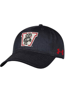 Under Armour Wisconsin Badgers Black Retro Washed Performance Womens Adjustable Hat