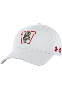 Under Armour Wisconsin Badgers White Retro Washed Performance Womens Adjustable Hat
