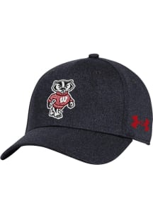 Under Armour Wisconsin Badgers Mens Black Blitzing Stretch Design Flex Hat