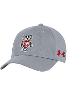 Under Armour Wisconsin Badgers Mens Grey Blitzing Stretch Flex Hat