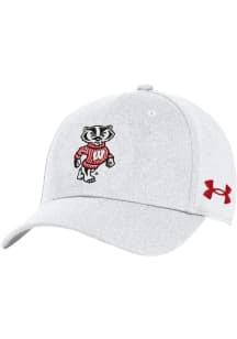 Under Armour Wisconsin Badgers Mens White Blitzing Stretch Design Flex Hat