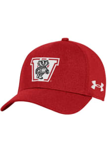 Under Armour Wisconsin Badgers Mens Red Retro Blitzing Stretch Flex Hat
