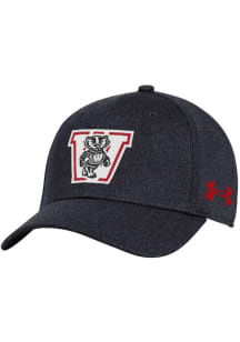 Under Armour Wisconsin Badgers Mens Black Retro Blitzing Stretch Flex Hat