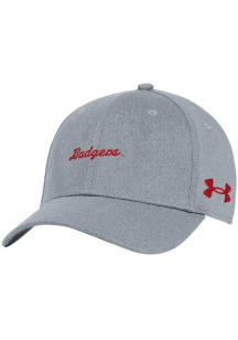 Under Armour Wisconsin Badgers Mens Grey Blitzing Stretch Design Flex Hat