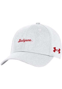 Under Armour Wisconsin Badgers Mens White Blitzing Stretch Flex Hat