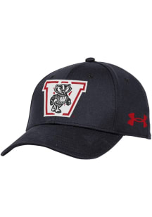 Under Armour Wisconsin Badgers Retro Blitzing Performance Adjustable Hat - Black