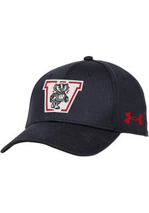 Under Armour Wisconsin Badgers Black Retro Blitzing Performance Womens Adjustable Hat