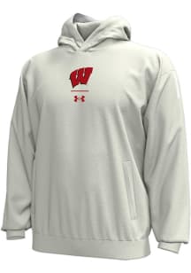 Under Armour Wisconsin Badgers Mens Grey Gameday Double Knit Long Sleeve Hoodie