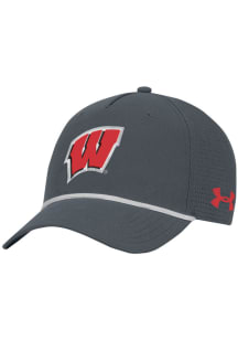 Under Armour Wisconsin Badgers Driver Rope Golfer Adjustable Hat - Charcoal