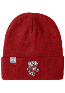 Under Armour Wisconsin Badgers Red Halftime Beanie Mens Knit Hat