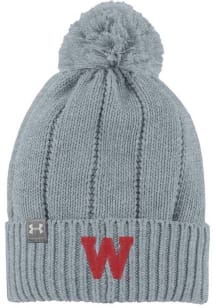 Under Armour Wisconsin Badgers Grey Women's POM Beanie Womens Knit Hat