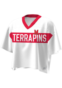 Maryland Terrapins Womens Under Armour Gameday Fashion Football Jersey - White