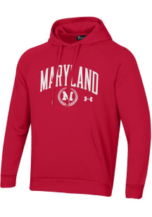 Under Armour Maryland Terrapins Mens Red Arch Seal All Day Long Sleeve Hoodie