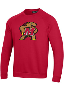 Under Armour Maryland Terrapins Mens Red Alternate Team Logo All Day Long Sleeve Crew Sweatshirt