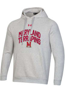 Under Armour Maryland Terrapins Mens Grey Arch School Mascot All Day Long Sleeve Hoodie