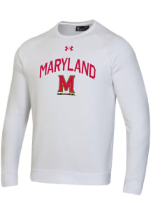 Under Armour Maryland Terrapins Mens White Arch School Wordmark All Day Long Sleeve Crew Sweatshir..