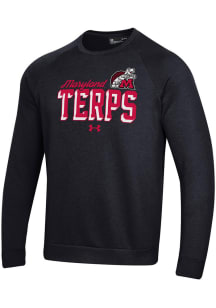 Under Armour Maryland Terrapins Mens Black Vintage Flat Mascot All Day Long Sleeve Crew Sweatshirt