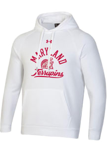 Under Armour Maryland Terrapins Mens White Vintage No. 1 Design All Day Long Sleeve Hoodie