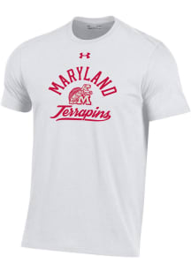 Under Armour Maryland Terrapins White Vintage No. 1 Design Perf Cotton Short Sleeve T Shirt