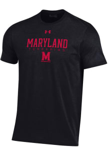 Under Armour Maryland Terrapins Black Flat Mascot Tonal Perf Cotton Short Sleeve T Shirt