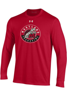 Under Armour Maryland Terrapins Red Circle Perf Cotton Long Sleeve T Shirt