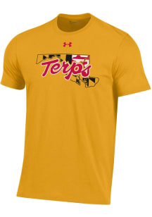 Under Armour Maryland Terrapins Gold Local State Shape Perf Cotton Short Sleeve T Shirt