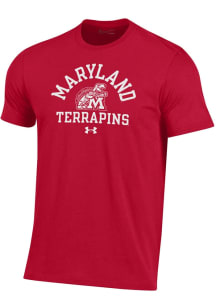 Under Armour Maryland Terrapins Red No. 1 Design Perf Cotton Short Sleeve T Shirt
