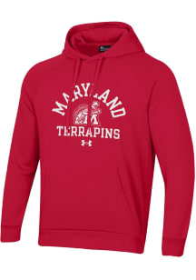 Under Armour Maryland Terrapins Mens Red No. 1 Design All Day Long Sleeve Hoodie